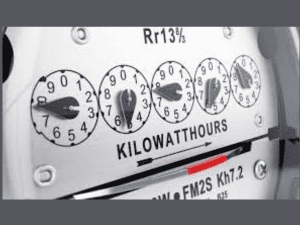 A domestic electricity meter.