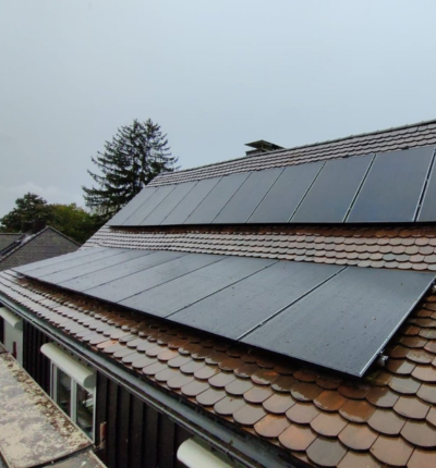 Two column solar panels installed.