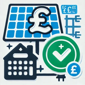 Benefits-of-Solar-Panels-in-the-UK-A-solar-panel-with-a-pound-symbol-and-a-green-checkmark.webp