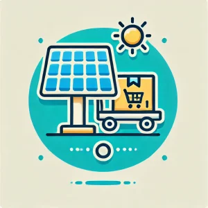 'solar Energy Equipment Supplier.' The Icon Should Feature A Solar Panel And A Delivery Box Or Shopping Cart,