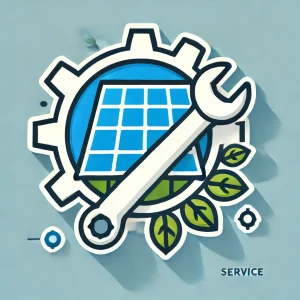'solar Panel Maintenance Service.' The Icon Should Feature A Solar Panel With A Gear Or Wrench, Symbolizing S