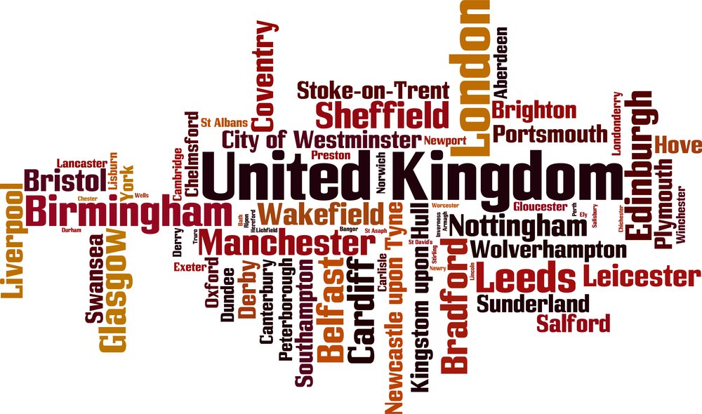 Cities In United Kingdom Word Cloud