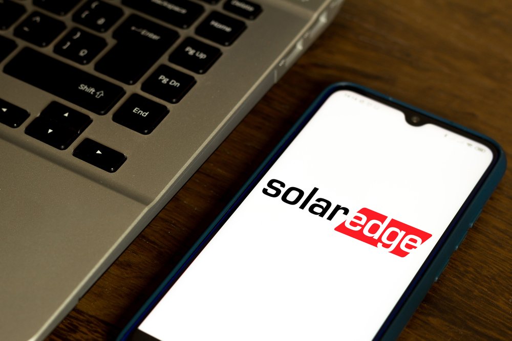 September 28, 2020, Brazil. In This Photo Illustration The Solaredge Technologies Logo Seen Displayed On A Smartphone.