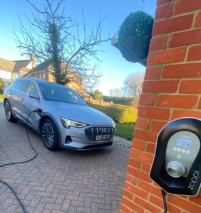 Car Plugged Into An EV Charging Unit