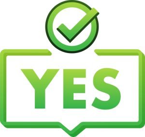 Green Yes Speech Bubble With A Check Mark Symbolizes Agreement, Approval, And Positive Feedback